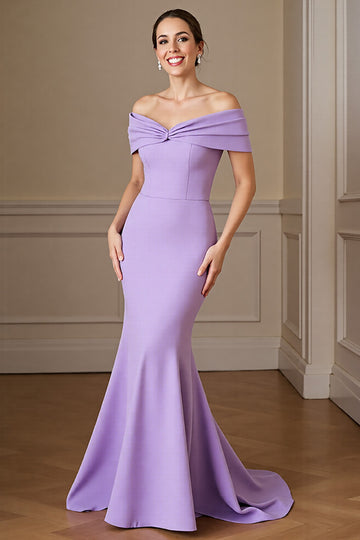 Lilac Mermaid Off the Shoulder Mother of the Bride Dress
